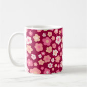 Colorful Daisies Floral Retro Pattern roze rood Koffiemok (Links)