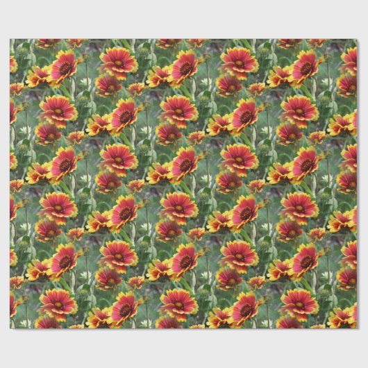Colorful Daisies Flower Pattern Natuur Cadeaupapier (Vlak)