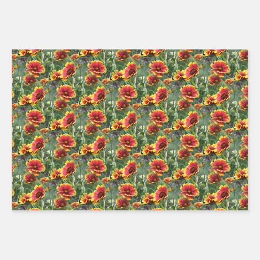 Colorful Daisies Flower Pattern Natuur Inpakpapier Vel (Voorkant 3)