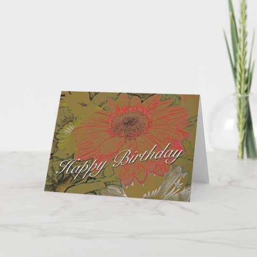 Colorful Daisies Happy Birthday Kaart (Voorkant)