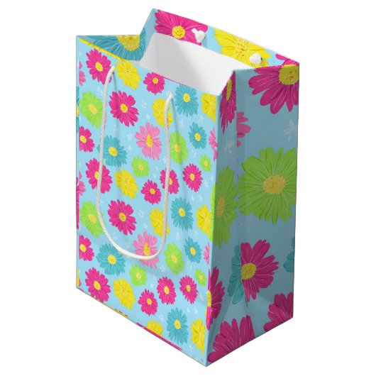 Colorful Daisies Medium Cadeauzakje (Voorkant Gekanteld)