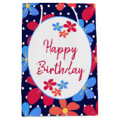 Colorful Daisies on Polka Dots Medium Cadeauzakje (Voorkant)