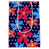 Colorful Daisies on Polka Dots Medium Cadeauzakje (Achterkant)