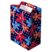 Colorful Daisies on Polka Dots Medium Cadeauzakje (Achterkant Gekanteld)