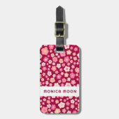 Colorful Daisies Pattern Cute Bold Pink CUSTOM Bagagelabel (Voorkant verticaal)