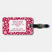 Colorful Daisies Pattern Cute Bold Pink CUSTOM Bagagelabel (Achterkant horizontaal)