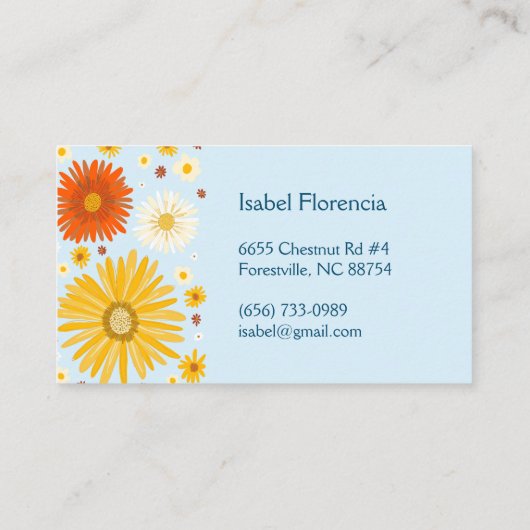Colorful Daisies Soft Blue Visitekaartje (Achterkant)