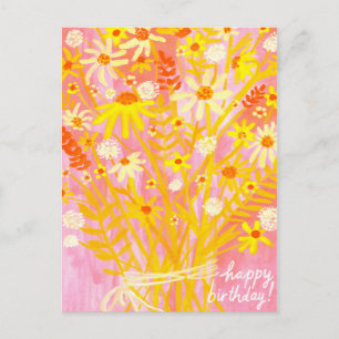 Colorful Daisy Bouquet Autumn Colorful Birthday Briefkaart