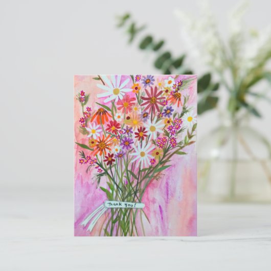 Colorful Daisy Bouquet DANK U! Briefkaart (Staand voorkant)