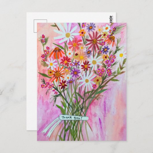 Colorful Daisy Bouquet DANK U! Briefkaart (Voorkant / Achterkant)