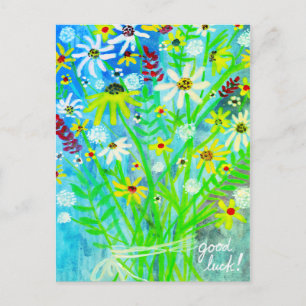 Colorful Daisy Bouquet Good Luck Briefkaart