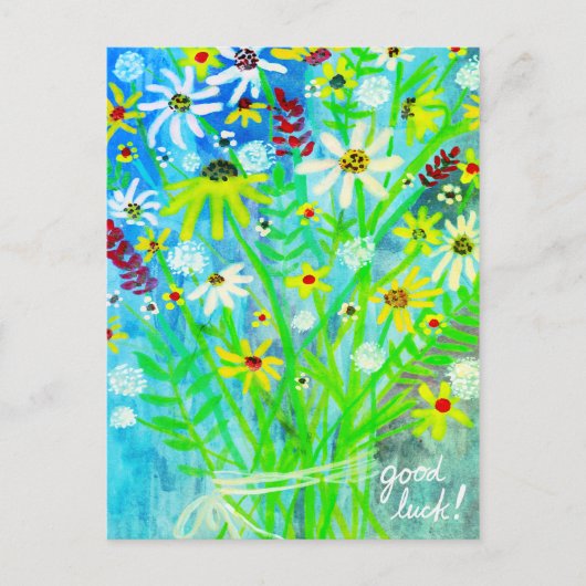 Colorful Daisy Bouquet Good Luck Briefkaart (Voorkant)