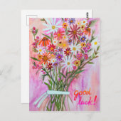 Colorful Daisy Bouquet GOOD LUCK Briefkaart (Voorkant / Achterkant)