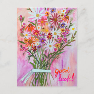 Colorful Daisy Bouquet GOOD LUCK Briefkaart