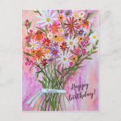 Colorful Daisy Bouquet Happy Birthday Briefkaart (Voorkant)
