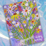 Colorful Daisy Bouquet Happy Birthday Briefkaart<br><div class="desc">Pas deze kaart aan met je eigen tekst op de achterzijde! Bekijk mijn winkel voor meer!</div>