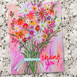 Colorful Daisy Bouquet Thank You Briefkaart