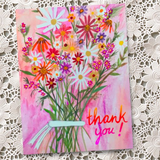 Colorful Daisy Bouquet Thank You Briefkaart