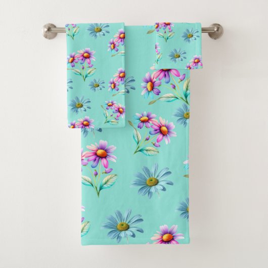 Colorful Daisy Flowers Bad Handdoek (Insitu)