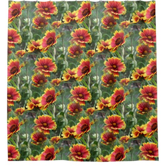 Colorful Daisy Flowers Nature Pattern Douchegordijn (Voorkant)