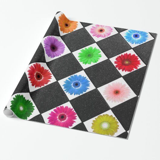 Colorful Daisy Pattern Cadeaupapier (Uitgerold)