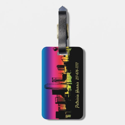 Colorful Dallas Skyline Bagagelabel (Achterkant verticaal)
