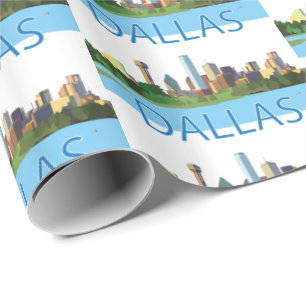 Colorful Dallas Skyline Illustratie Cadeaupapier