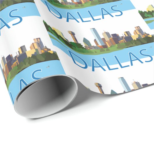 Colorful Dallas Skyline Illustratie Cadeaupapier (Rol Hoek)