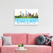 Colorful Dallas Skyline Illustratie Canvas Afdruk (Insitu (Woonkamer))