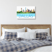 Colorful Dallas Skyline Illustratie Canvas Afdruk (Insitu (Slaapkamer))