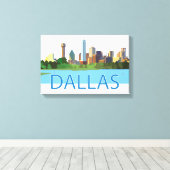 Colorful Dallas Skyline Illustratie Canvas Afdruk (Insitu (Houten vloer))