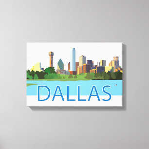 Colorful Dallas Skyline Illustratie Canvas Afdruk