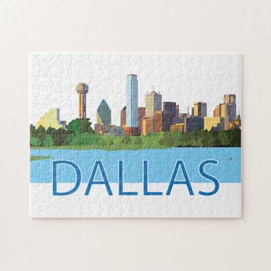 Colorful Dallas Skyline Illustratie Legpuzzel (Horizontaal)