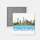 Colorful Dallas Skyline Illustratie Magneet (Voorkant / Achterkant)