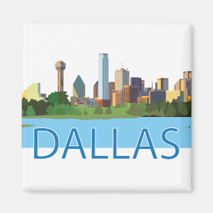 Colorful Dallas Skyline Illustratie Magneet