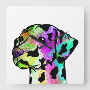 Colorful Dalmatian Dog Head Vierkante Klok