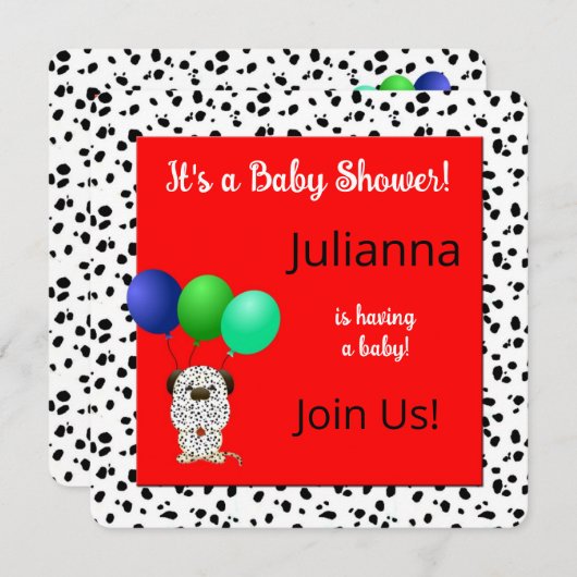 Colorful Dalmatian Theme Baby shower Kaart (Voorkant / Achterkant)