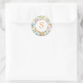 Colorful Damask  Monogram Ronde Sticker (Tas)
