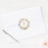 Colorful Damask  Monogram Ronde Sticker (Envelop)