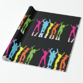 Colorful Dancers dansen rond Cadeaupapier (Uitgerold)