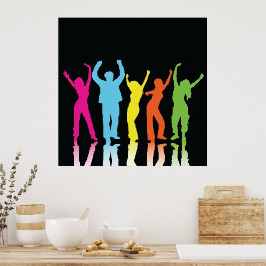 Colorful Dancers dansen rond Poster (Keuken)