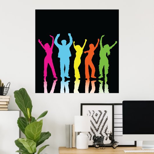 Colorful Dancers dansen rond Poster (Thuiskantoor)