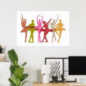 Colorful Dancing Ballerinas Poster (Thuiskantoor)