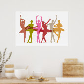 Colorful Dancing Ballerinas Poster (Keuken)
