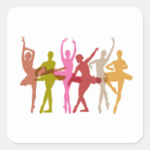 Colorful Dancing Ballerinas Vierkante Sticker