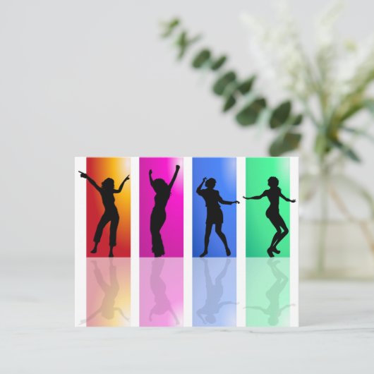 Colorful Dancing Silhouette Briefkaart (Staand voorkant)