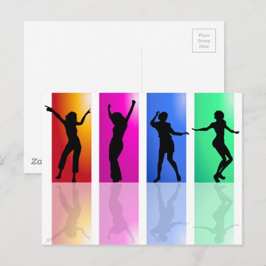 Colorful Dancing Silhouette Briefkaart (Voorkant / Achterkant)