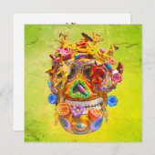 Colorful Day of the Dead Skull Calavera W/ Flowers (Voorkant / Achterkant)