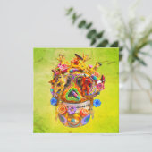 Colorful Day of the Dead Skull Calavera W/ Flowers (Staand voorkant)