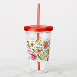 Colorful Daylilys over het gehele patroon Acryl Drinkbeker